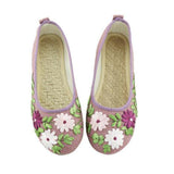 Vintage Embroidered Women Flats Flower Slip